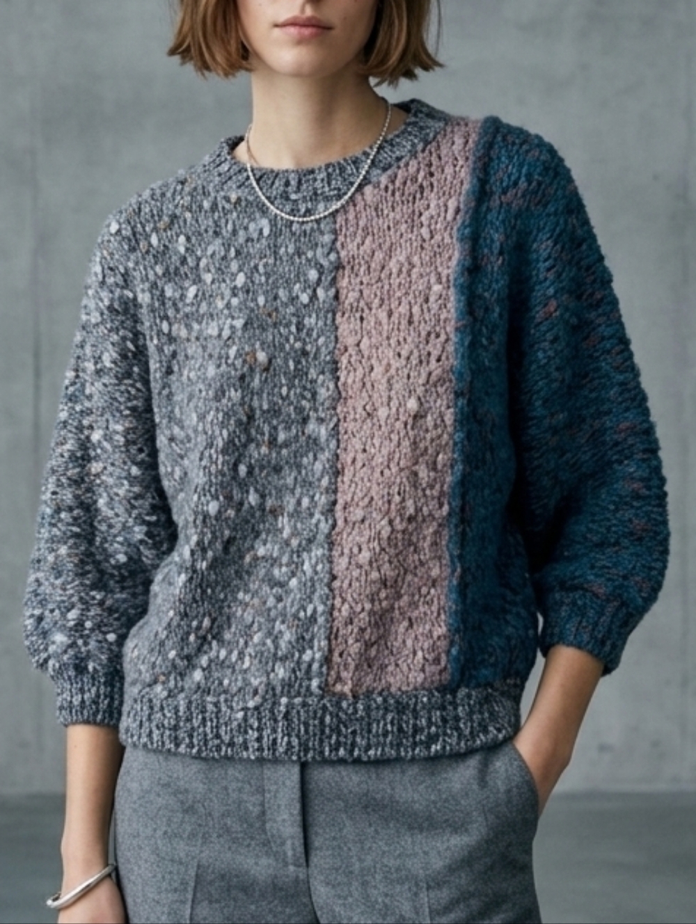 Vintage metallic knit oversize boxy sweater